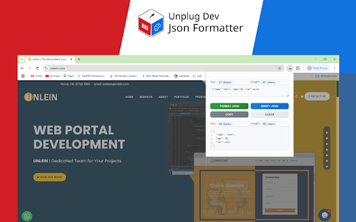 Json Formatter Unplug Dev  from Chrome web store to be run with OffiDocs Chromium online