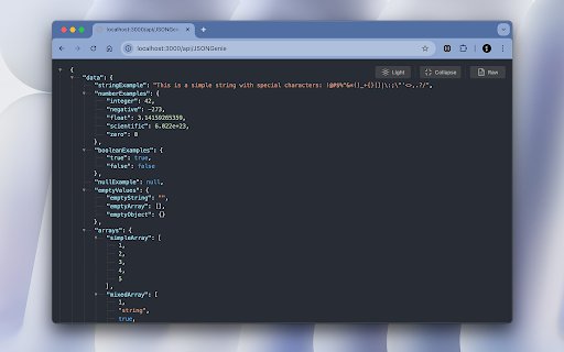 JSONGenie Beautify, Format  Visualize JSON Instantly  from Chrome web store to be run with OffiDocs Chromium online