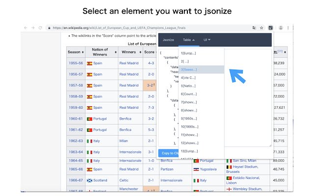 Jsonize aus dem Chrome-Webshop zur Ausführung mit OffiDocs Chromium online