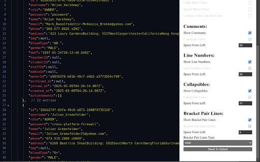 json prettifier  from Chrome web store to be run with OffiDocs Chromium online