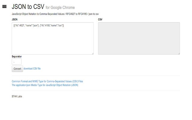 JSON to CSV  from Chrome web store to be run with OffiDocs Chromium online