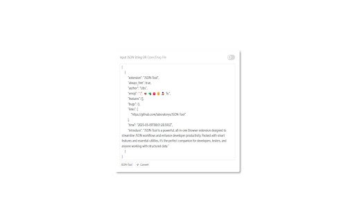 JSON Tool  from Chrome web store to be run with OffiDocs Chromium online