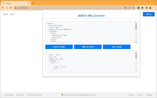 JSON  XML Converter  from Chrome web store to be run with OffiDocs Chromium online