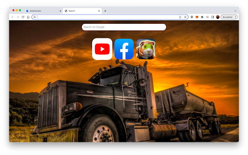 Juegos de Camiones Wallpaper and New Tab  from Chrome web store to be run with OffiDocs Chromium online