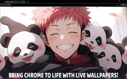 Jujutsu Kaisen Yuji Itadori with Pandas Live Wallpaper  from Chrome web store to be run with OffiDocs Chromium online