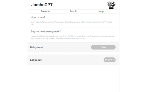JumboGPT Bulk Prompts for ChatGPT  from Chrome web store to be run with OffiDocs Chromium online