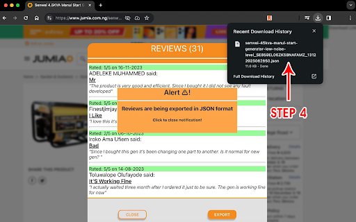 Jumia Reviews Extractor For Chrome  from Chrome web store to be run with OffiDocs Chromium online