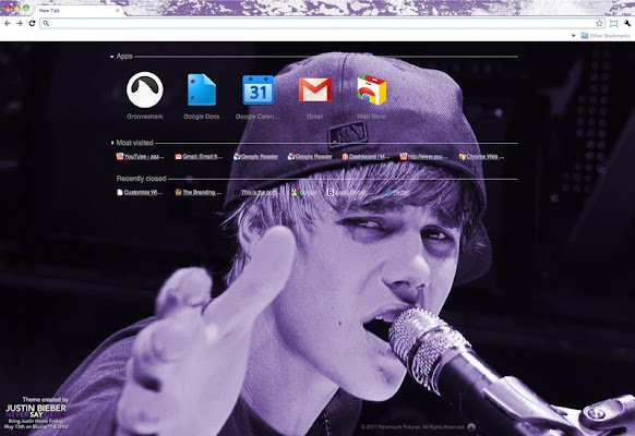 Chrome ウェブストアの Justin Bieber Never Say Never が OffiDocs Chromium オンラインで実行される
