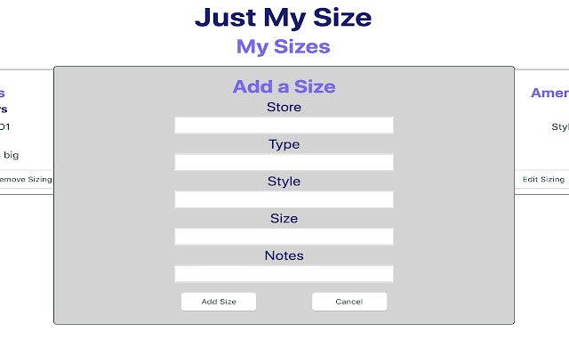 Just My Size  from Chrome web store to be run with OffiDocs Chromium online