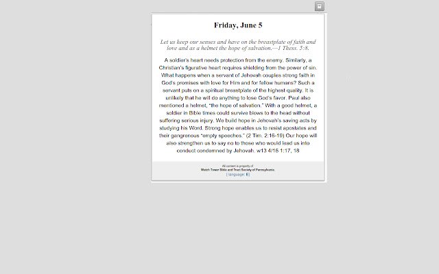 JW Daily Scripture  from Chrome web store to be run with OffiDocs Chromium online