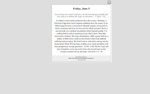 JW Daily Scripture de la boutique en ligne Chrome sera exécuté avec OffiDocs Chromium en ligne