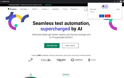 Katalon TrueTest  from Chrome web store to be run with OffiDocs Chromium online