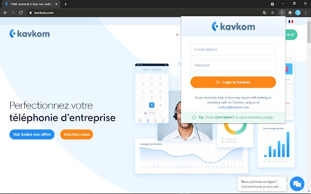 Kavkom Click2Call  from Chrome web store to be run with OffiDocs Chromium online