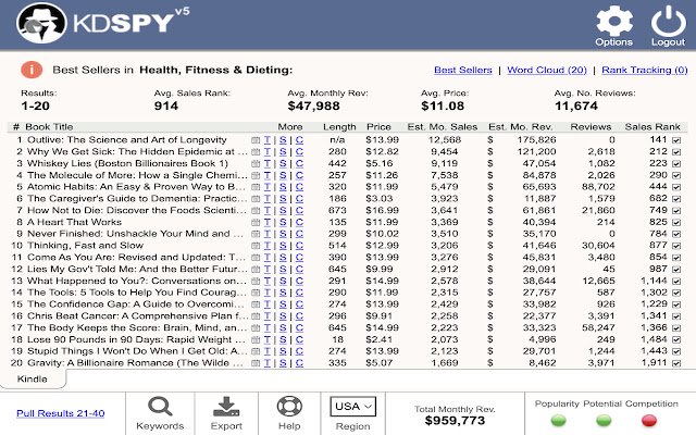 KDSPY – Keyword Research for Authors  from Chrome web store to be run with OffiDocs Chromium online