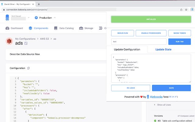 Keboola Dev Tools daripada kedai web Chrome untuk dijalankan dengan OffiDocs Chromium dalam talian