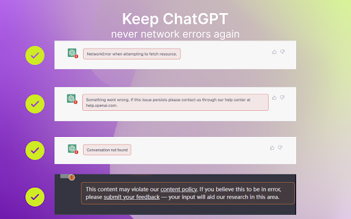 KeepChatGPT Enable ChatGPT to chat smooth  from Chrome web store to be run with OffiDocs Chromium online