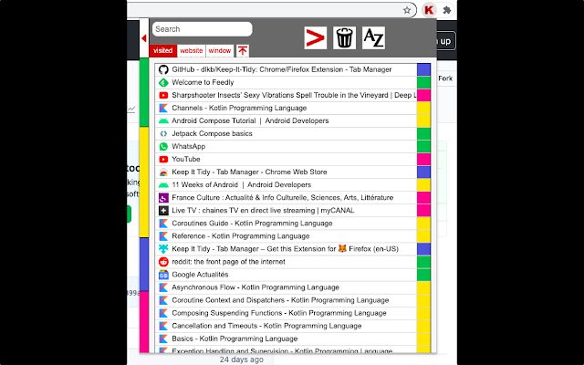 Keep It Tidy Tab Manager daripada kedai web Chrome untuk dijalankan dengan OffiDocs Chromium dalam talian