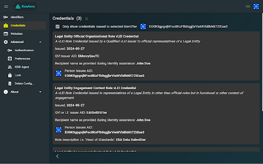 KERI Auth  from Chrome web store to be run with OffiDocs Chromium online