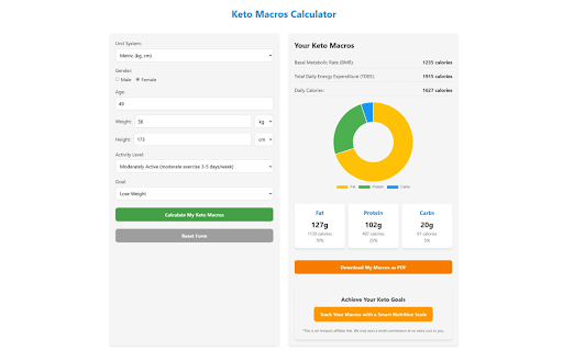 Keto Macros  from Chrome web store to be run with OffiDocs Chromium online