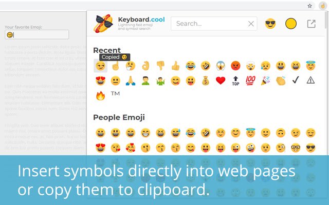 ക്രോം വെബ് സ്റ്റോറിൽ നിന്നുള്ള Keyboard.cool ഇമോജി ചിഹ്ന കീബോർഡ് OffiDocs Chromium ഓൺലൈനിൽ പ്രവർത്തിക്കും