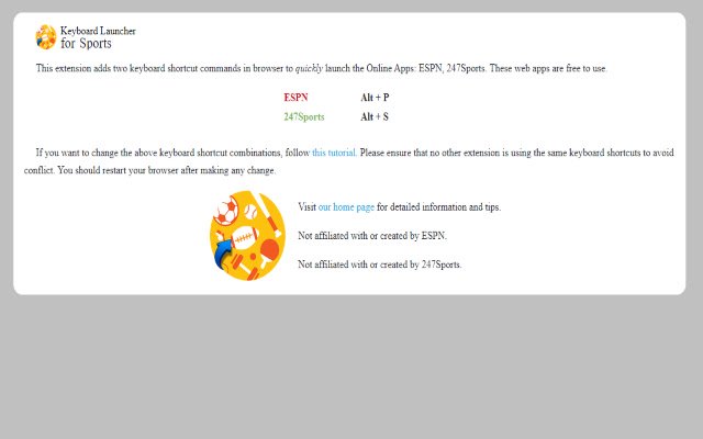 Keyboard Launcher for Sports  from Chrome web store to be run with OffiDocs Chromium online