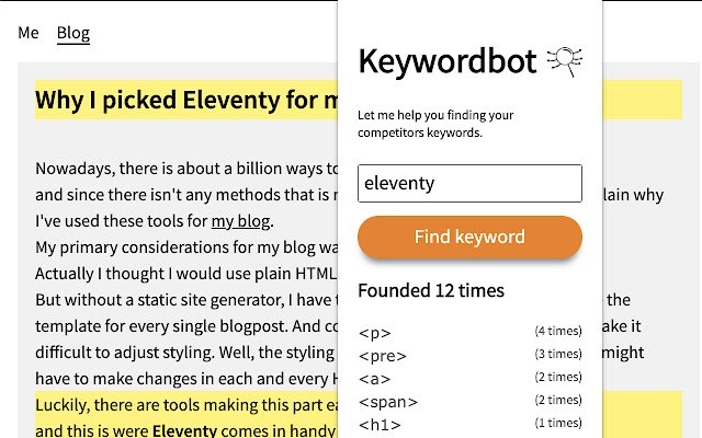 Keywordbot  from Chrome web store to be run with OffiDocs Chromium online