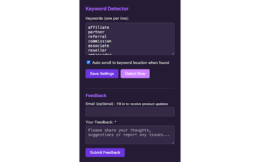 Keyword Detector on Web  from Chrome web store to be run with OffiDocs Chromium online