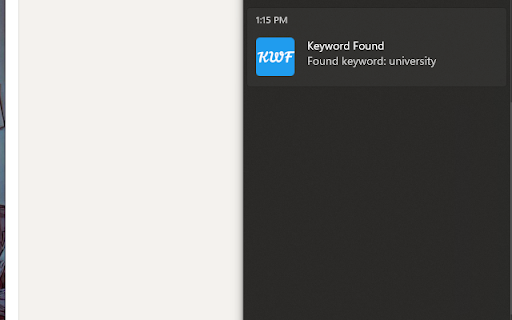 Keyword Notifier  from Chrome web store to be run with OffiDocs Chromium online