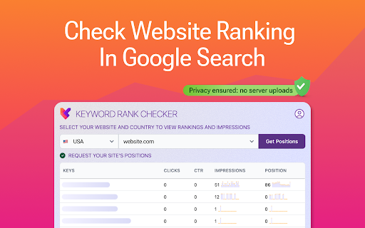 Keyword Rank Checker  from Chrome web store to be run with OffiDocs Chromium online