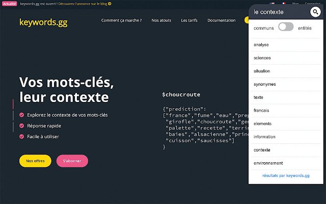 keywords.gg plugin (version française) from Chrome web store to be run with OffiDocs Chromium online keywords.gg plugin (version française) from Chrome web store to be run with OffiDocs Chromium online