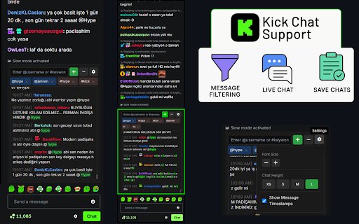 Kick Chat Support  from Chrome web store to be run with OffiDocs Chromium online