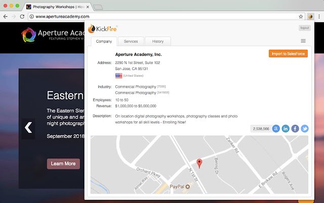 KickFire Prospector Alat Pemerhatian Percuma daripada kedai web Chrome untuk dijalankan dengan OffiDocs Chromium dalam talian