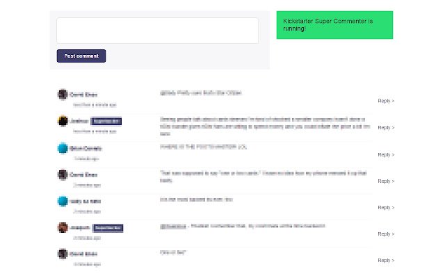 Kickstarter Super Commenter із веб-магазину Chrome, який можна запускати з OffiDocs Chromium онлайн