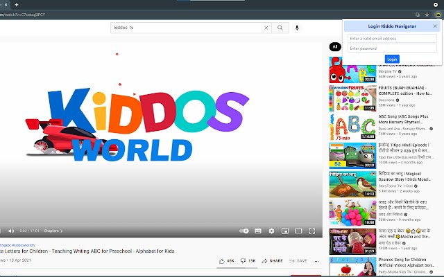 Chrome 웹 스토어의 Kiddo TV가 OffiDocs Chromium 온라인과 함께 실행됩니다.