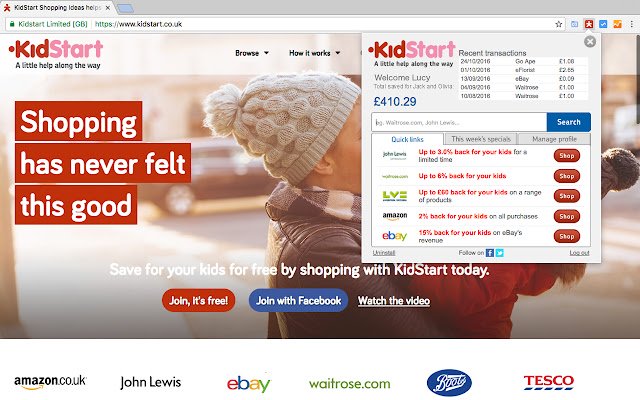 Chrome 网上应用店的 KidStart Savings Prompt 与 OffiDocs Chromium 在线运行