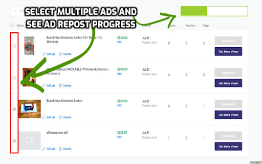 Kijiji Ad Manager  from Chrome web store to be run with OffiDocs Chromium online