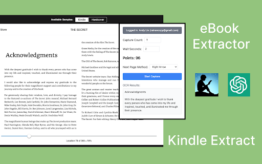 Kindle eBook Content Extractor  from Chrome web store to be run with OffiDocs Chromium online