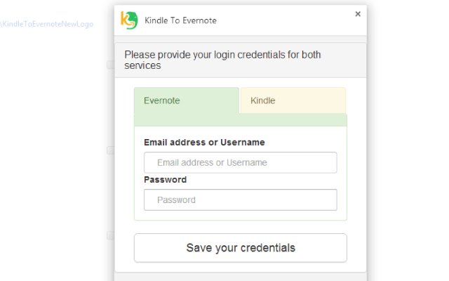 Kindle To Evernote daripada kedai web Chrome untuk dijalankan dengan OffiDocs Chromium dalam talian