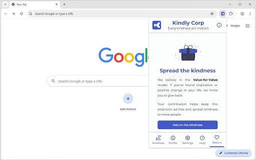 Kindly Corp  from Chrome web store to be run with OffiDocs Chromium online