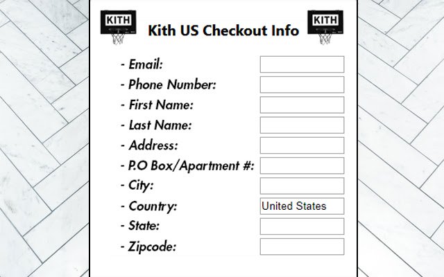 Kith Checkout Autofiller  from Chrome web store to be run with OffiDocs Chromium online