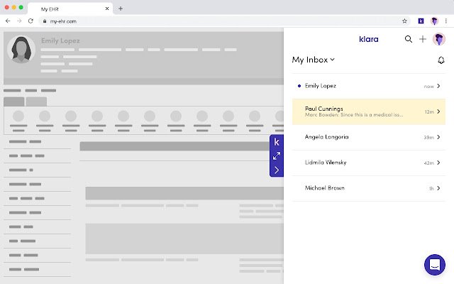 Klara Chrome Extension dari toko web Chrome untuk dijalankan dengan OffiDocs Chromium online