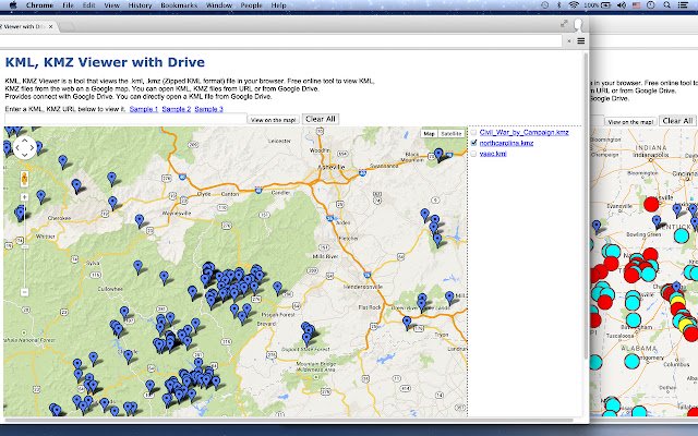 OffiDocs Chromiumオンラインで実行されるChromeウェブストアからのドライブを備えたKML、KMZビューア