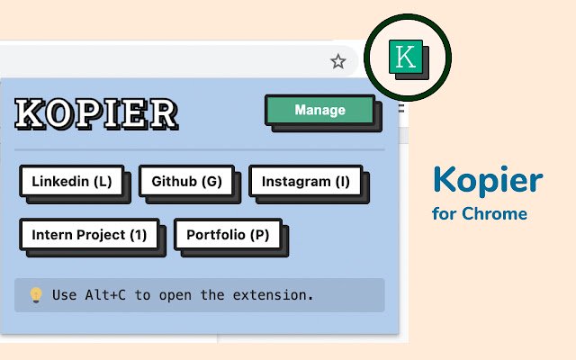 Kopier  from Chrome web store to be run with OffiDocs Chromium online
