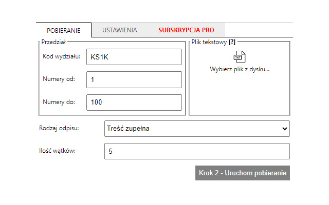 Księgi wieczyste pobieracz PRO จาก Chrome เว็บสโตร์ที่จะทำงานร่วมกับ OffiDocs Chromium ออนไลน์