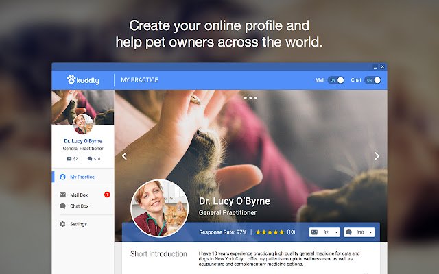 Kuddly Pet care 24/7 (For vets)  from Chrome web store to be run with OffiDocs Chromium online