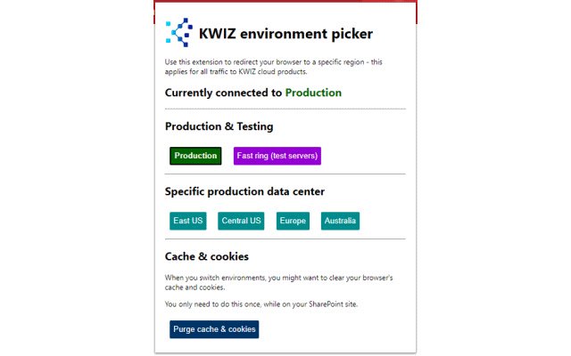 KWIZ Environment Picker  from Chrome web store to be run with OffiDocs Chromium online