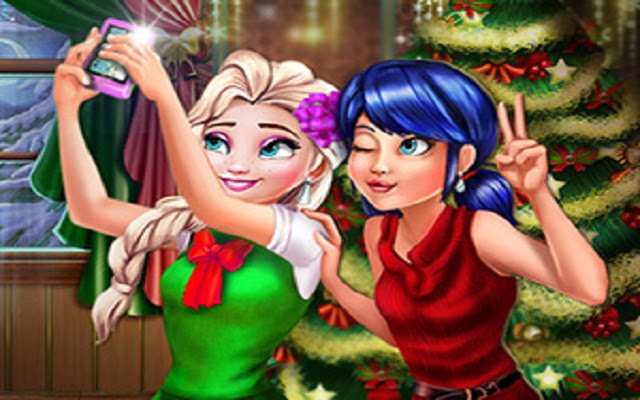 Selfie di Natale di Ladybug ed Elsa dal negozio web di Chrome da eseguire con OffiDocs Chromium online