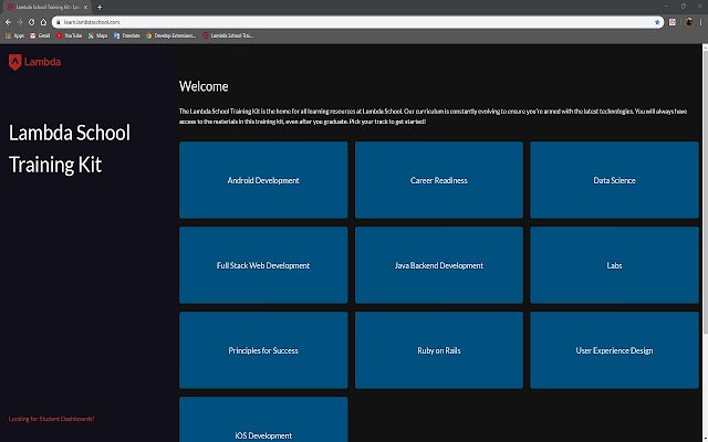 Lambda School Darkmode ze sklepu internetowego Chrome do uruchomienia z OffiDocs Chromium online