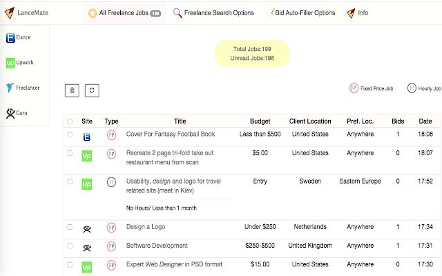 LanceMate: หางานได้เร็วจากเว็บไซต์ฟรีแลนซ์จาก Chrome เว็บสโตร์ที่จะเรียกใช้ด้วย OffiDocs Chromium ทางออนไลน์