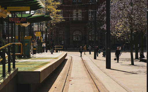 Landscape Photography of a Tramway in Manchester  from Chrome web store to be run with OffiDocs Chromium online